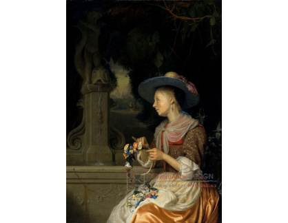 A-2819 Godefridus Schalcken - Žena tkající věneček z květin