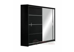VISTA, šatní skříň s posuvnými dveřmi 180cm, černá / zrcadlo
