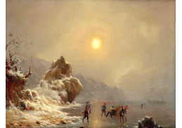 SO XVI-157 Andreas Achenbach - Zimní krajina s myslivci na ledě