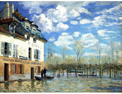 VANG6 Alfred Sisley - Loďka při povodni v přístavu Marly