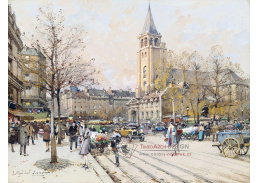 SO XI-429 Eugene Galien-Laloue - Ulice v l Eglise de St-Germain-des-Pres, Paříž