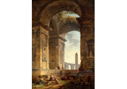 SO XVII-487 Hubert Robert - Ruiny s obeliskem v dálce