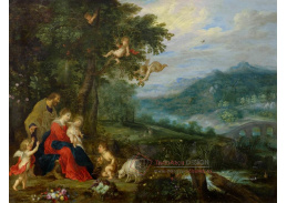 A-7010 Jan Brueghel a Pieter Van Avont - Svatá rodina na útěku do Egypta s anděly v krajině