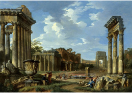 KO I-326 Giovanni Paolo Panini - Pohled na Campo Vaccino s Jupiterovým chrámem