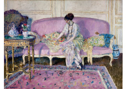 A-1698 Frederick Carl Frieseke - Žena sedící na pohovce