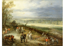 A-1748 Jan Brueghel - Rozsáhlá krajina s cestovateli na venkovské cestě