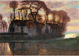 D-7575 Piet Mondrian - Farma poblíž Duivendrechtu ve večerních hodinách