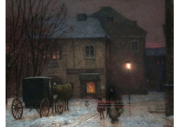 Jakub Schikaneder - Zimní večer ve městě 60x40 cm