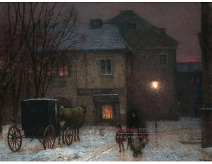 Jakub Schikaneder - Zimní večer ve městě 60x40 cm