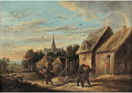 SO XVI-460 David Teniers - Vesnická ulice s rolníky