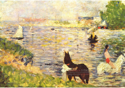 SO IV-146 Georges Seurat - Bílý a černý kůň v řece