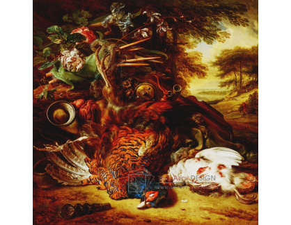 Jan Weenix - Lovecké zátiší 30x30 cm