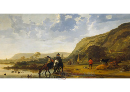 VH25 Aelbert Cuyp - Říční krajina s jezdci