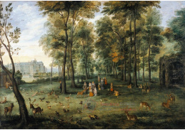 A-7469 Jan Brueghel - Arcivévodové Albrecht a Isabella v zahradě svého zámku na Coudenbergu v Bruselu