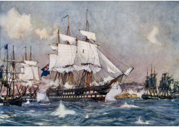 A-3046 Charles Edward Dixon - HMS Powerful v bitvě u St Jean D Acre roku 1840