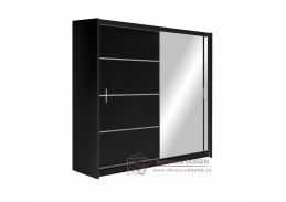 VISTA, šatní skříň s posuvnými dveřmi 203cm, černá / zrcadlo