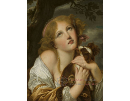 A-8028 Jean-Baptiste Greuze - Dívka se psem v rukách