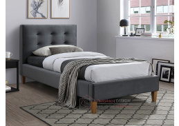 TAMAX, čalouněná postel 90x200cm, dub / látka šedá