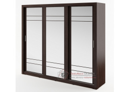 ARTI 02, šatní skříň s posuvnými dveřmi 250cm, wenge / zrcadla