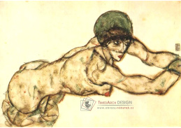 VES 239 Egon Schiele - Ženský akt se zelenou čepicí