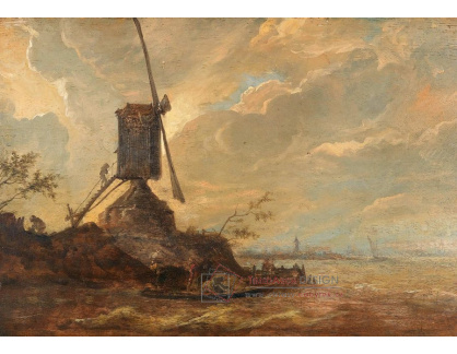 D-5912 Jan van Goyen - Říční krajina s větrným mlýnem