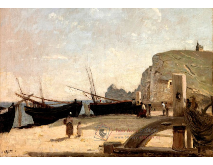 A-2296 Jean-Baptiste Camille Corot - Pláž v Etretatu