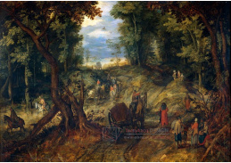 BRG-78 Jan Brueghel - Povozy na lesní cestě s postavami