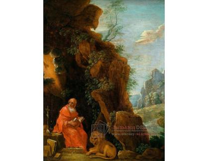 XV-391 David Teniers - Svatý Jeroným se lvem ve skalní jeskyni