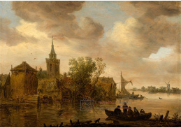 A-2275 Jan van Goyen - Výhled na řeku s kostelem a statkem