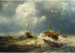 D-6447 Andreas Achenbach - Lodě v bouři u nizozemského pobřeží