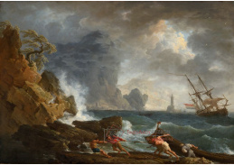 A-2002 Claude Joseph Vernet - Italský přístav v bouřlivém počasí