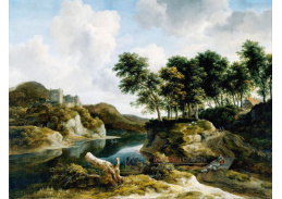 SO XIV-334 Jacob van Ruisdael - Říční krajina s hradem na vysoké skále