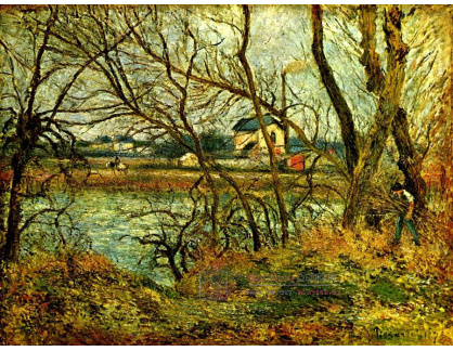 VCP-302 Camille Pissarro - Sychravý den na břehu Oise v Pontoise