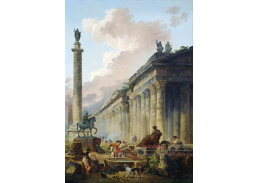 SO XVII-486 Hubert Robert - Pohled na Řím s jezdeckou sochou Marca Aurelia