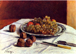 VZ028  Alfred Sisley - Zátiší s hrozny a ořechy