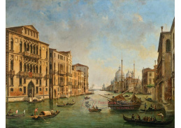 A-7087 Luigi Querena - Pohled na Canal Grande z Palazzo Cavalli-Franchetti se Santa Maria della Salute v Benátkách