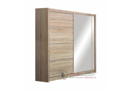 VISTA, šatní skříň s posuvnými dveřmi 180cm, dub sonoma / zrcadlo