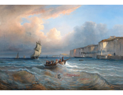 D-9494 Jean Marie Auguste Jugelet - Lodě před přístavem Dieppe