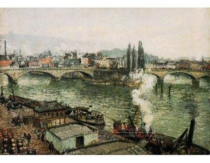 VCP-264 Camille Pissarro - Pont Boieldieu v Rouen, šero