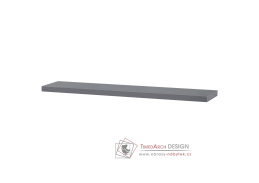 P-002 GREY, nástěnná polička 120cm, vysoký lesk šedivý