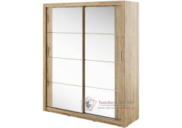 ARTI 03, šatní skříň s posuvnými dveřmi 180cm, dub shetland / zrcadla