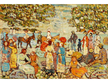 D-7452 Maurice Brazil Prendergast - Plážová scéna s mezky