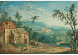 SO VIII-414 Joseph van Bredael - Říční krajina s mostem a stavením 