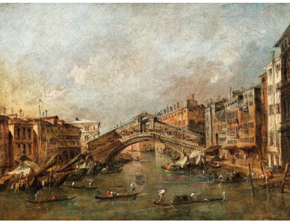 A-1689 Francesco Guardi - Most Rialto s Riva del Vin v Benátkách