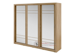ARTI 02, šatní skříň s posuvnými dveřmi 250cm, dub shetland / zrcadla