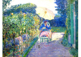 SO IV-252 Frederick Carl Frieseke - Žena sedící v zahradě