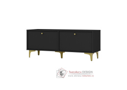 TOMILA 302/1, televizní stolek 2-dveřový, zlatá / černý grafit