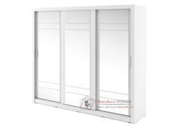 ARTI 02, šatní skříň s posuvnými dveřmi 250cm, bílá / zrcadla