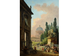 SO XVII-485 Hubert Robert - Pohled na Monte Cavallo s kostelem v Římě