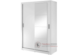 ARTI 04, šatní skříň s posuvnými dveřmi 150cm, bílá / zrcadlo